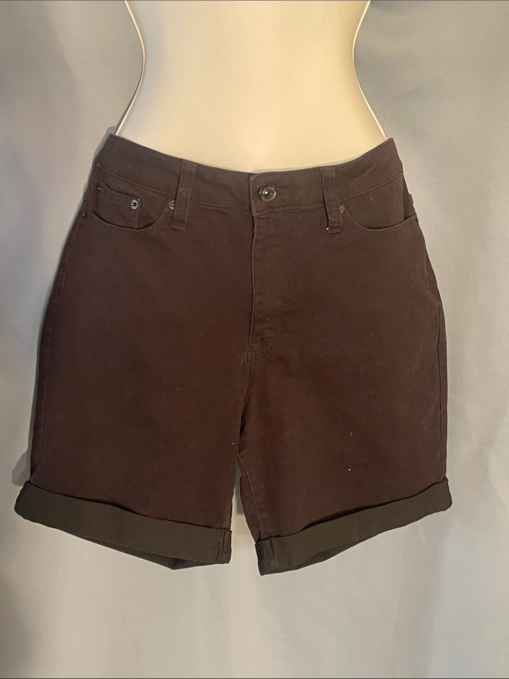 DKNY Men's Dark Brown Cuffed Jean Shorts